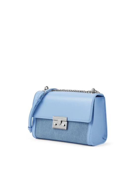 Charles Keith Chain Flap Shoulder Bag Denim Blue